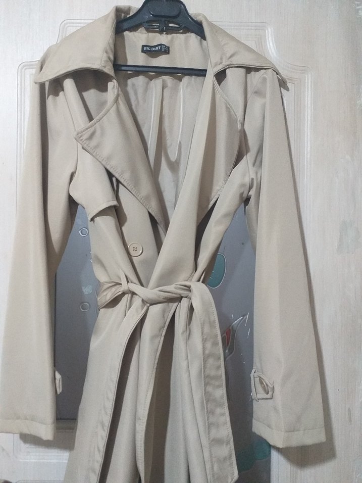 Bej Uzun Kadın Trençkot - Görsel 4