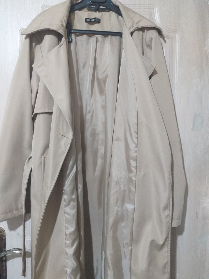 Bej Uzun Kadın Trençkot - Görsel 3