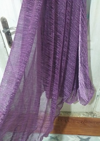 Vintage Mor Pilili Uzun Kadın Elbise - Görsel 6