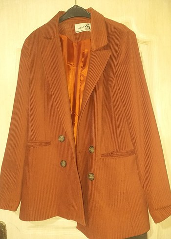 Düğmeli Kadın Süet Kahverengi Blazer - Görsel 2