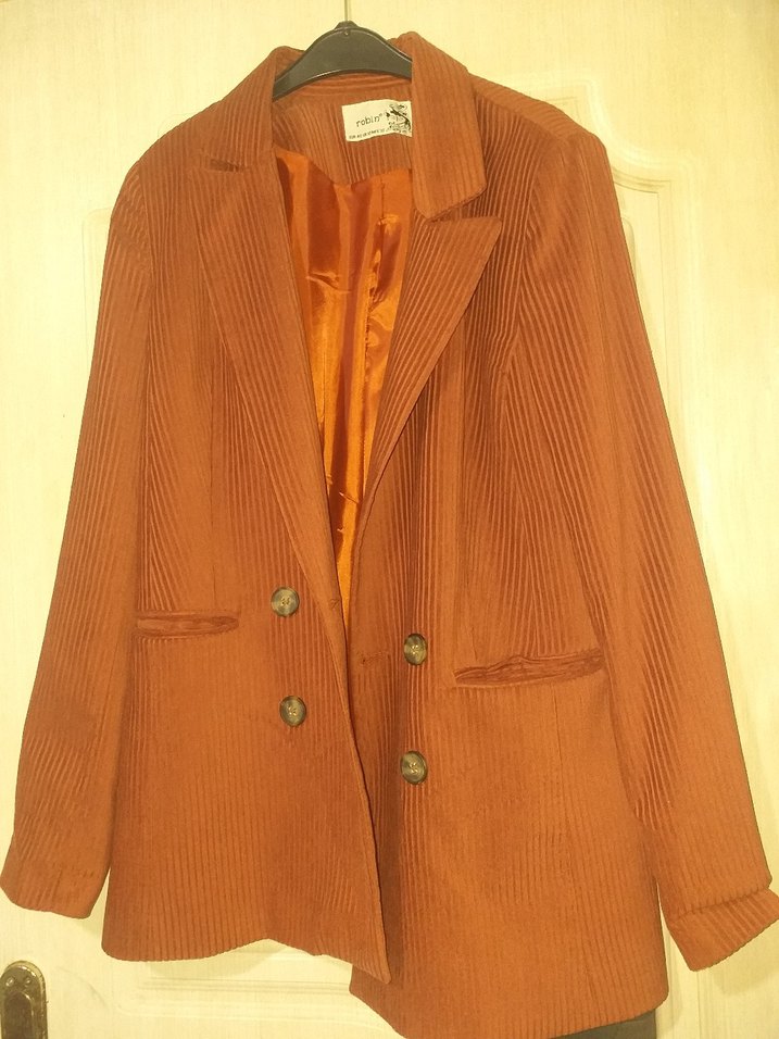 Düğmeli Kadın Süet Kahverengi Blazer - Görsel 2