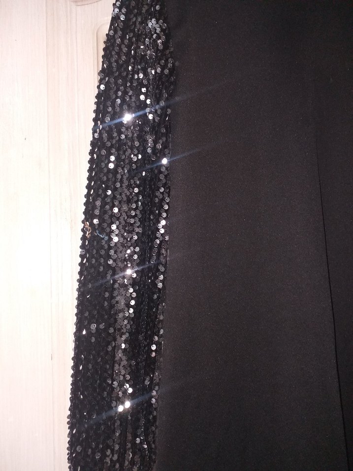 Parlak Payetli Siyah Midi Kadın Tunik - Görsel 3