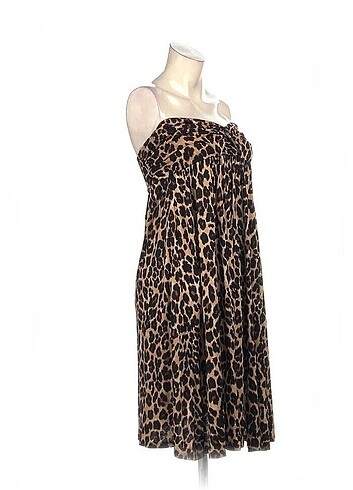 Leopar desenli straplez elbise  - Görsel 2