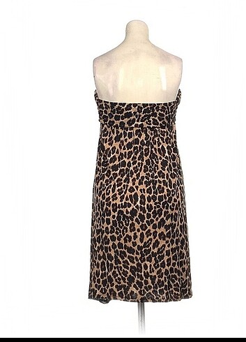 Leopar desenli straplez elbise  - Görsel 3