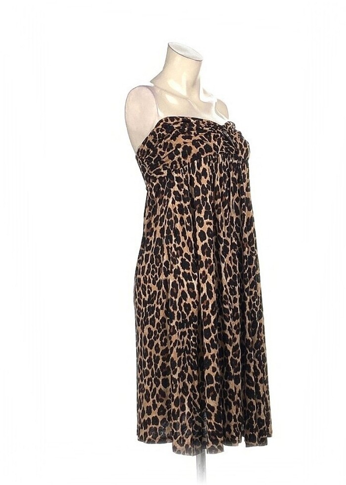 Leopar desenli straplez elbise  - Görsel 2