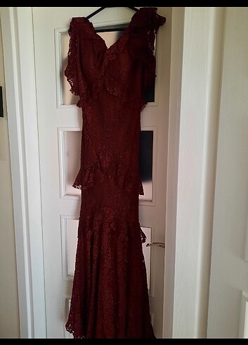 xs Beden bordo Renk Abiye elbise
