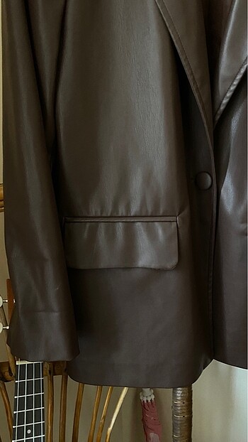 Bershka Kahverengi deri blazer ceket