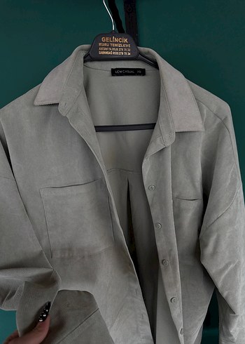 Gri Süet Düğmeli Salaş Kadın Gömlek - Görsel 3