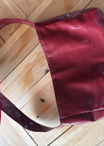 Parlak Bordo Deri Kadın Çanta - Görsel 2