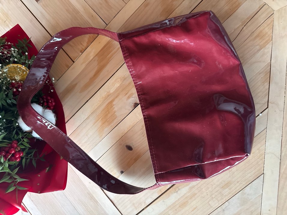 Parlak Bordo Deri Kadın Çanta - Görsel 2