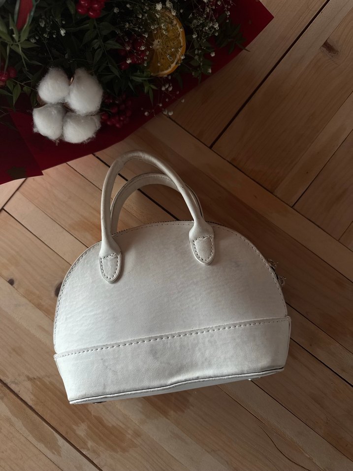 Beyaz Deri Minimalist Kadın Çanta - Görsel 2