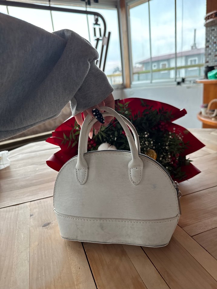 Beyaz Deri Minimalist Kadın Çanta - Görsel 3