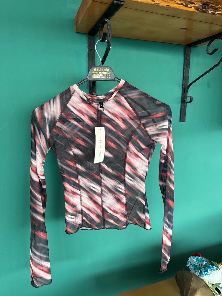 Kadın Çok Renkli Uzun Kollu Pilili Bluz - Görsel 3