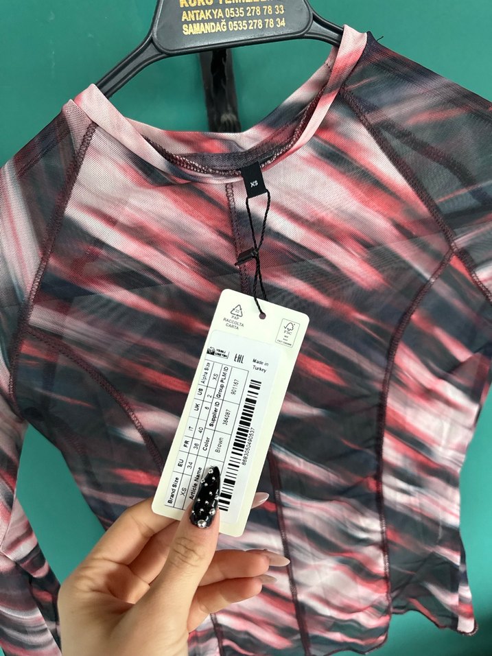 Kadın Çok Renkli Uzun Kollu Pilili Bluz - Görsel 4