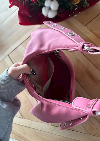 Pembe Parlak Tokalı Kadın Omuz Çantası - Görsel 4