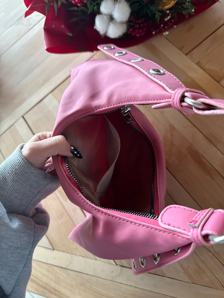 Pembe Parlak Tokalı Kadın Omuz Çantası - Görsel 4