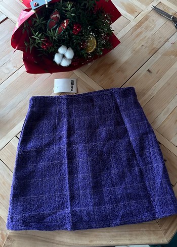 Mor Örgü Midi Mini Etek - Görsel 2