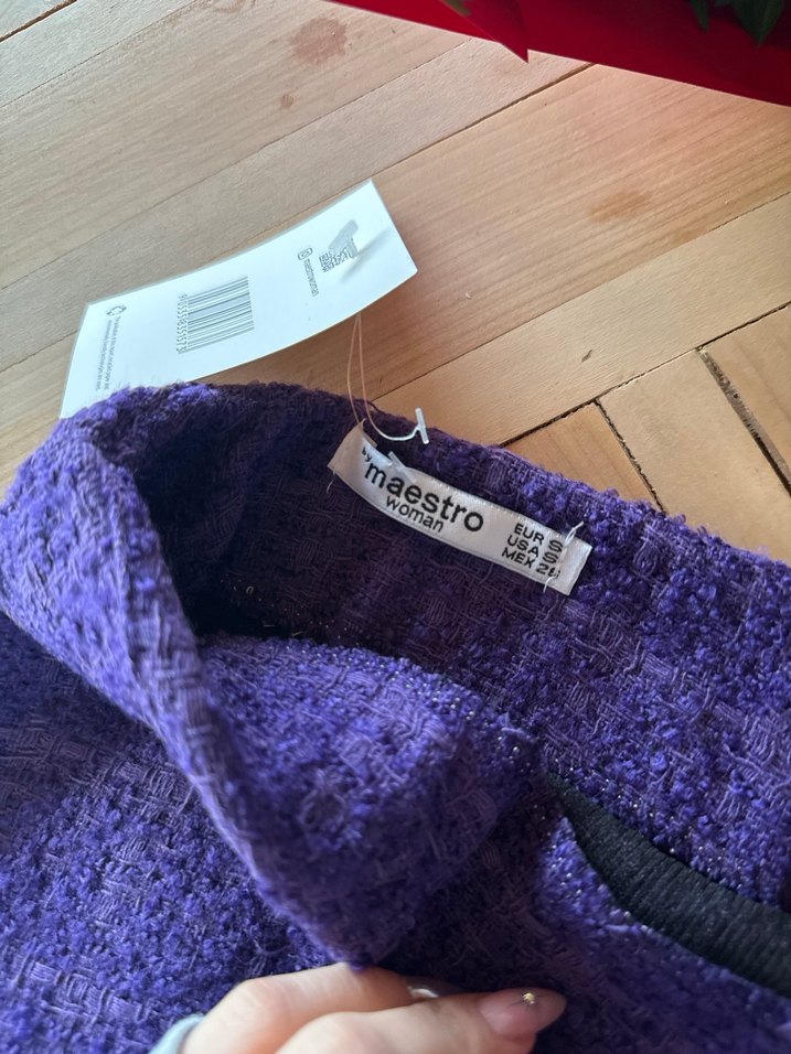 Mor Örgü Midi Mini Etek - Görsel 4