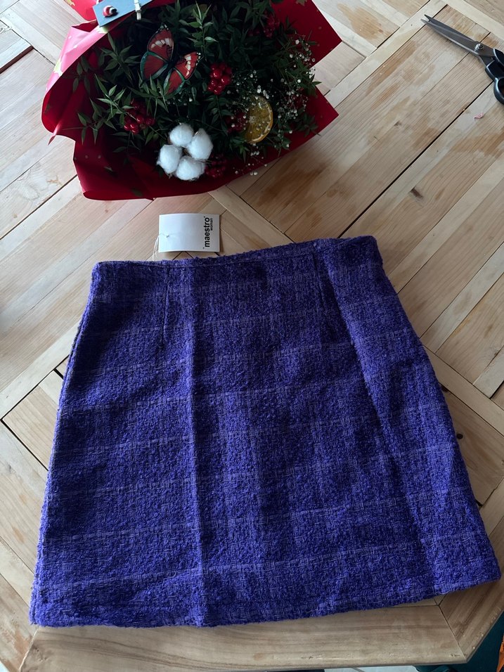 Mor Örgü Midi Mini Etek - Görsel 2