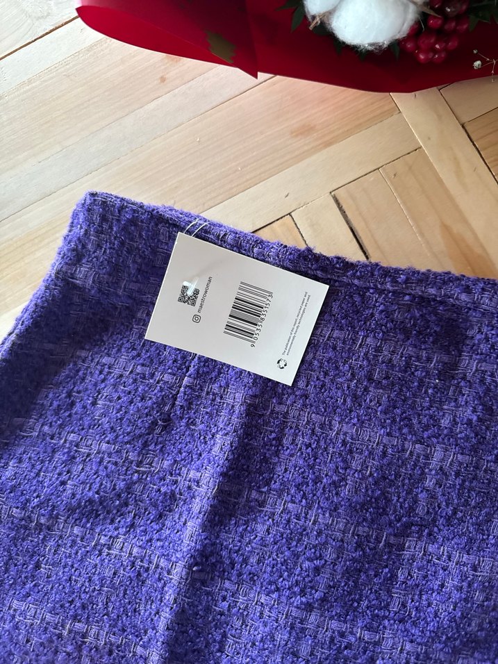 Mor Örgü Midi Mini Etek - Görsel 3