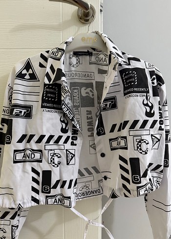 Baskılı Uzun Kollu siyah Beyaz Kadın Gömlek - Görsel 2