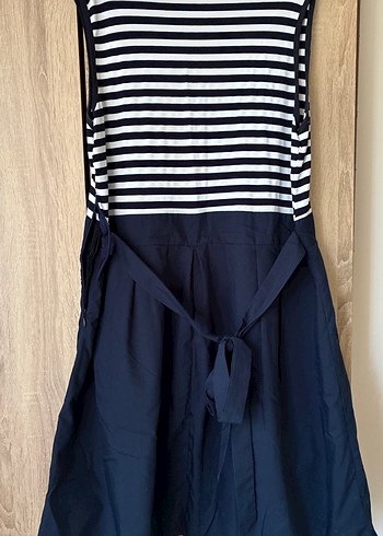 Mavi Çizgili Midi Rahat Elbise - Görsel 2