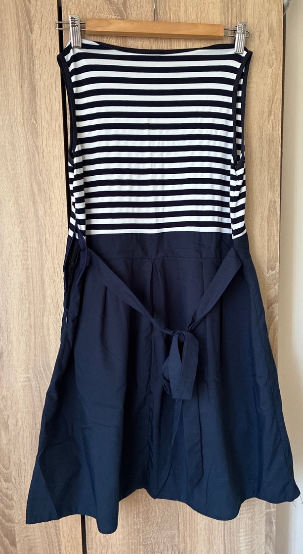 Mavi Çizgili Midi Rahat Elbise - Görsel 2