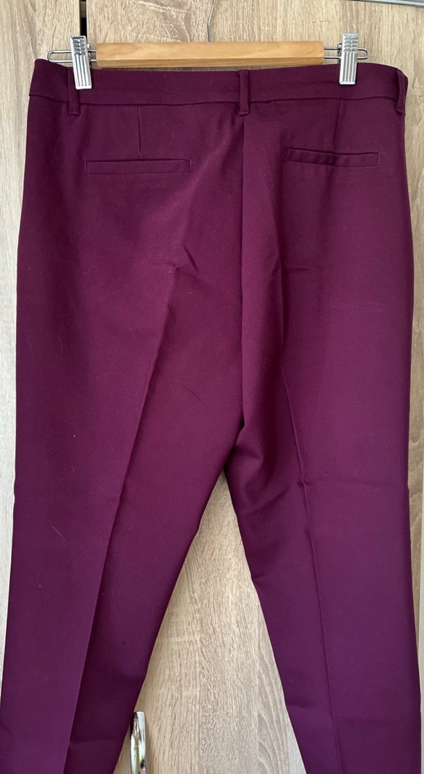 Bordo Kemerli Kadın Kumaş Pantolon - Görsel 3