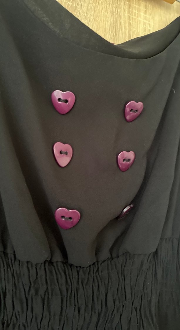 Siyah Midi V Yaka Gotik Elbise Koton Ole marka - Görsel 3