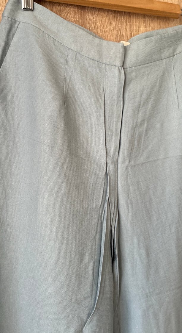 Gri Keten Salaş Midi Kadın Pantolon - Görsel 2