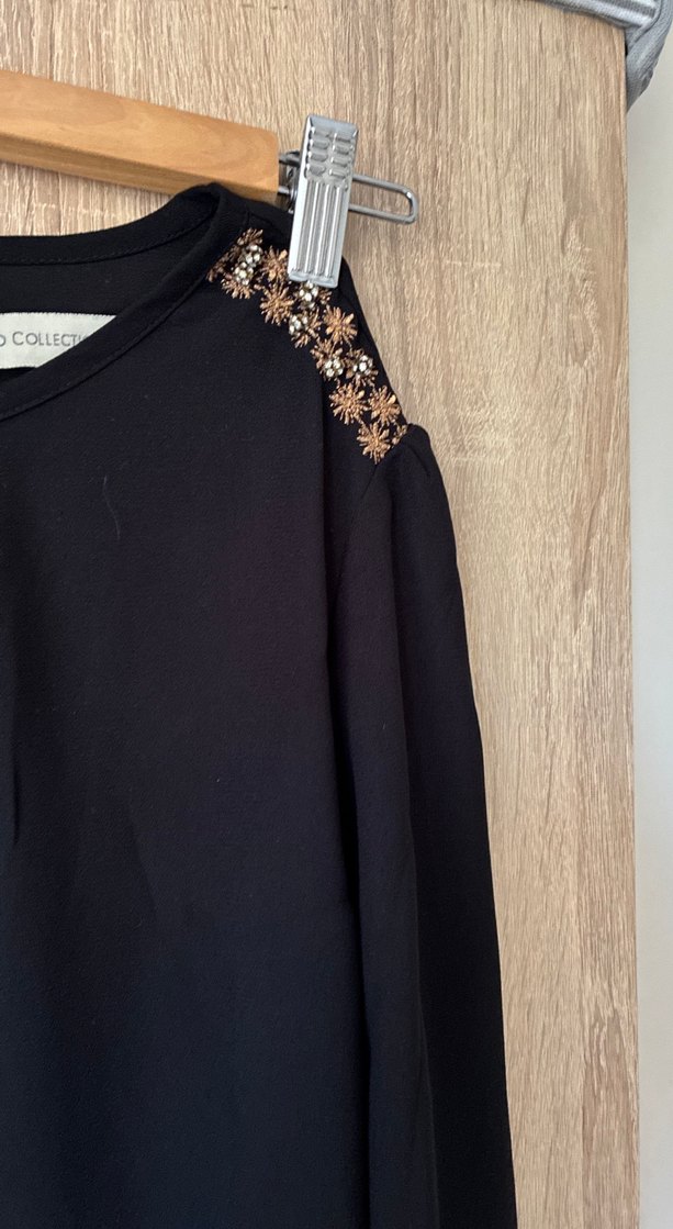 Siyah Uzun Kollu Salaş Hamile Bluz - Görsel 2