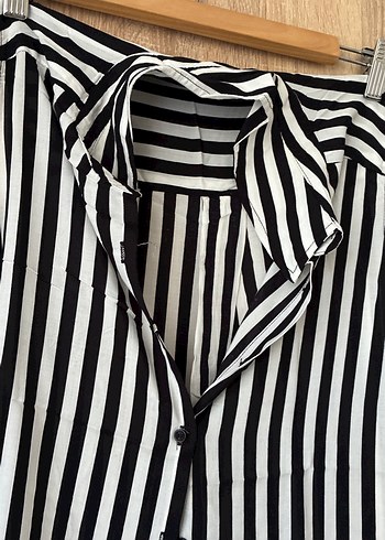 Çizgili Düğmeli Uzun Kolsuz Elbise - Görsel 2