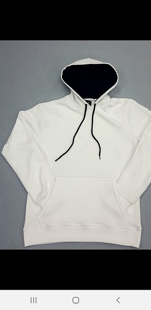 Beyaz kapşonlu sweat