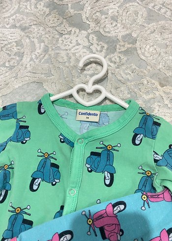 9 Ay Beden yeşil Renk Confidento İkiz Bebek Tulumu