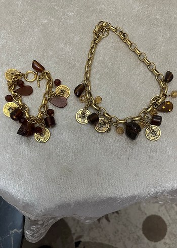 Boncuklu Altın Renk Bohem Takı Seti - Görsel 6