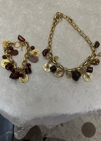 Boncuklu Altın Renk Bohem Takı Seti - Görsel 4