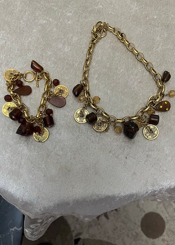 Boncuklu Altın Renk Bohem Takı Seti - Görsel 5