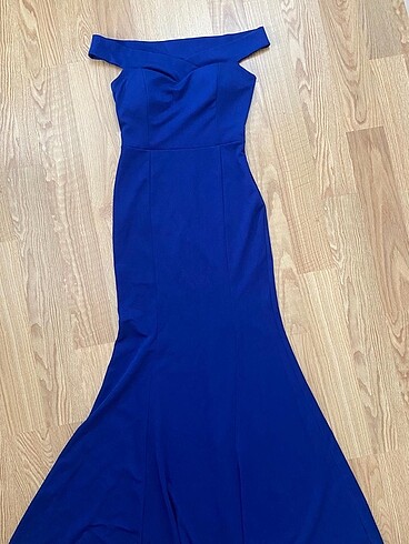 Diğer Saks Mavisi Balık Model Abiye Elbise