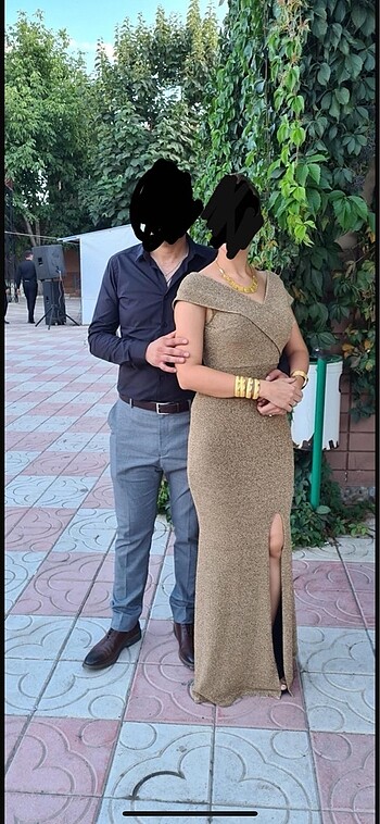 Gold Simli Balık Model Abiye Elbise