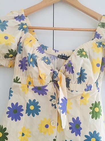 xs Beden çeşitli Renk Çiçek desenli mini elbise 