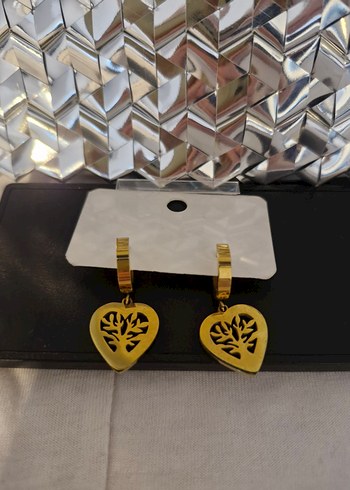 Paslanmaz Çelik Hayat Ağacı Figürlü Kalp Küpe (Çift) - Görsel 3