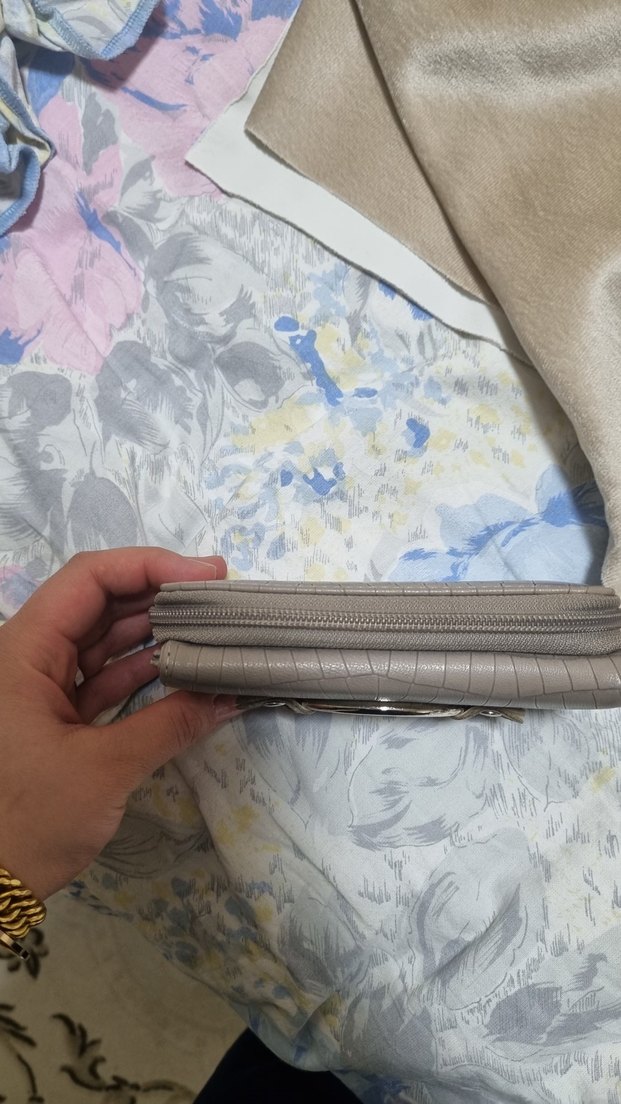 Gri Deri Yılan Desenli Tokalı Kadın Çanta - Görsel 2