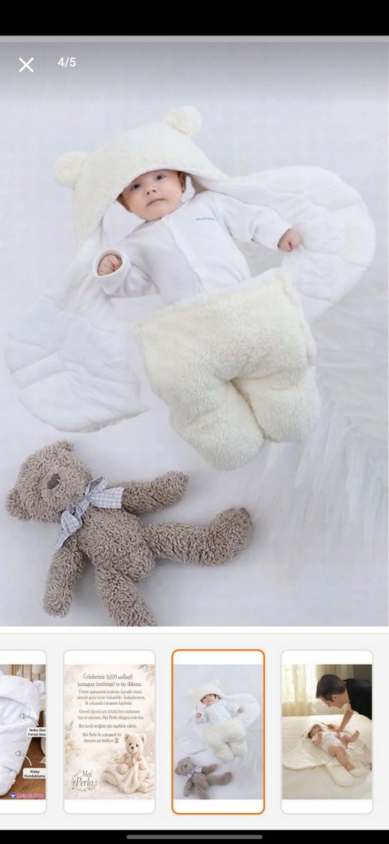 Beyaz Bebek Battaniyesi Yumuşak Kumaş - Görsel 2