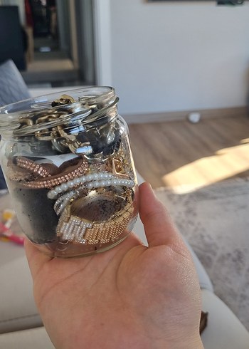 Altın Kapaklı Cam Kavanozda Takı Seti - Görsel 4