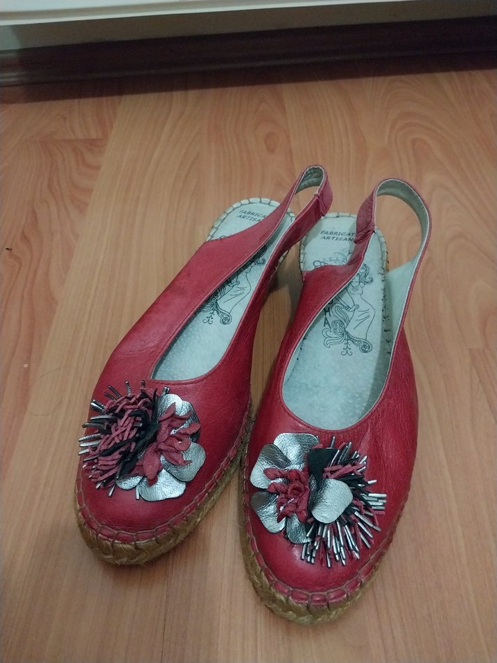 Kırmızı Kadın Dolgu Topuklu Espadril - Görsel 3