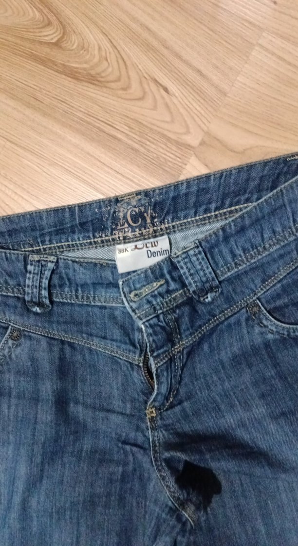 Kadın Mavi Orta Boy Kemerli Denim Pantolon - Görsel 4