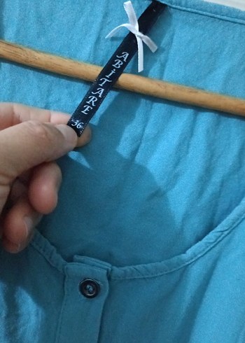 Mavi Keten Düğmeli Kolsuz Kadın Tulum - Görsel 3