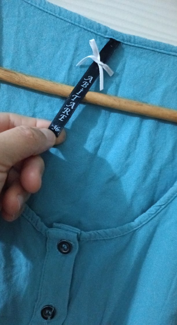 Mavi Keten Düğmeli Kolsuz Kadın Tulum - Görsel 3