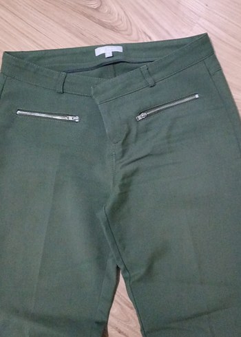 Kadın Haki Kumaş Pantolon Fermuarlı - Görsel 2