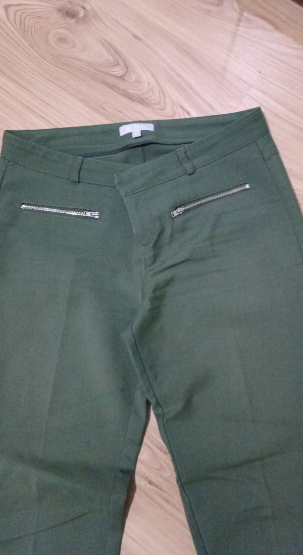 Kadın Haki Kumaş Pantolon Fermuarlı - Görsel 2